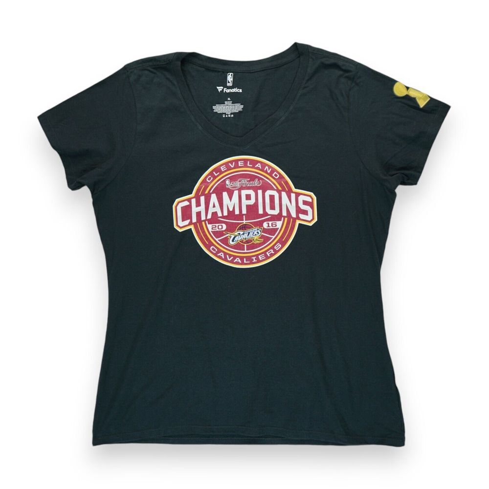 NWT Cleveland Cavaliers Champions 2016 Black V-Neck T-Shirt -‎ Womens XL